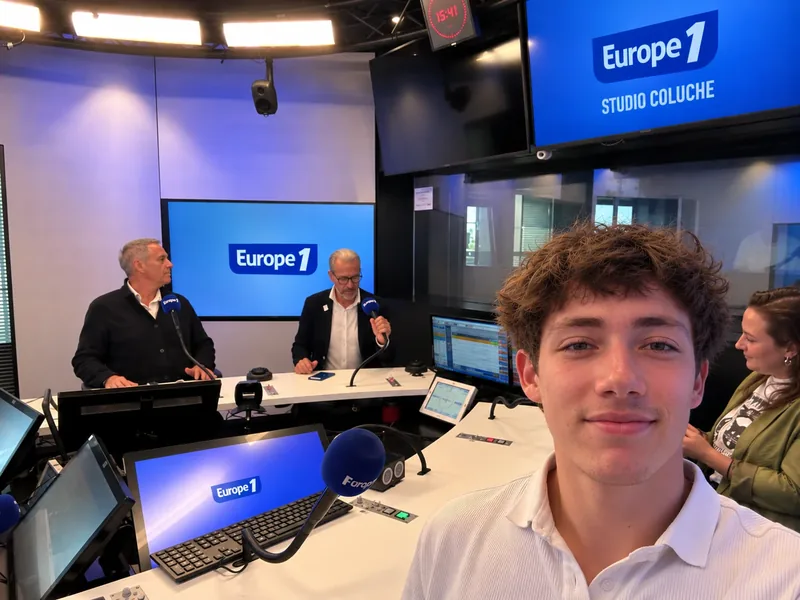 Arthur Renard in Europe 1's Coluche studio, September 15, 2026