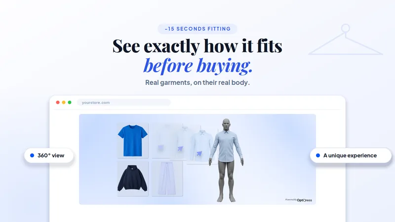 A garment worn on the shopper's 3D avatar, on a product page