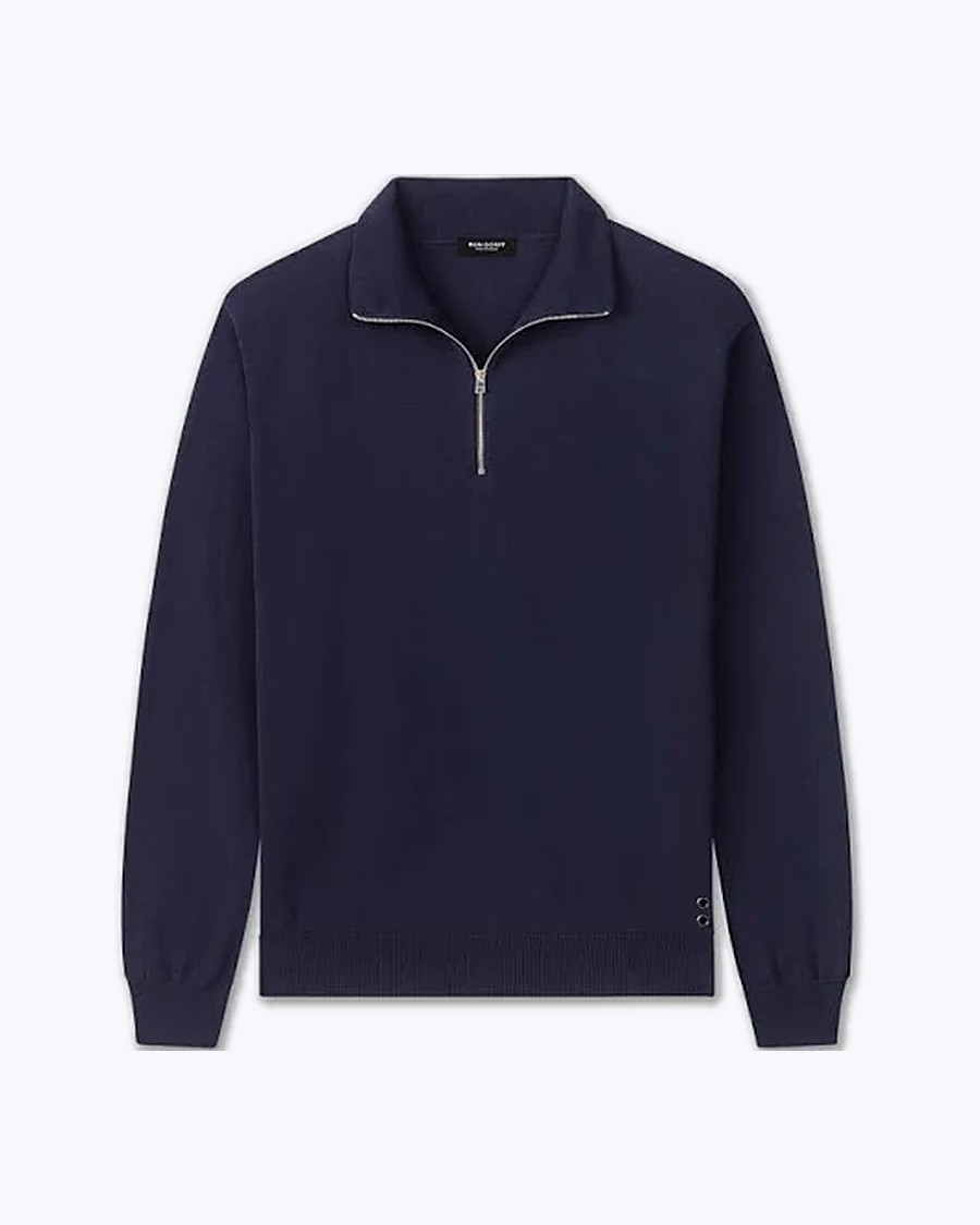 Half zip mérinos Marine — Maison Léon